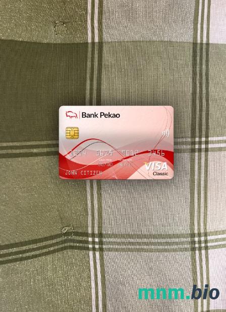 Poland bank Pekao S.A bank visa classic card wygląd fotograficzny skan PSD + zdjęcie